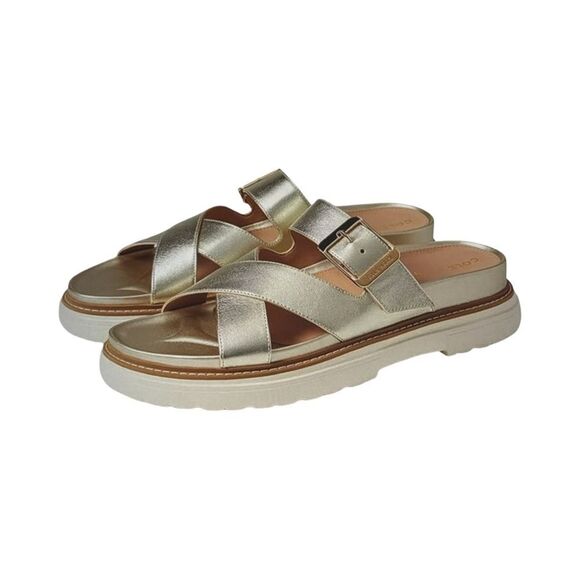Cole Haan Fraya Slide Soft Gold Leather. 9B - Picture 1 of 12